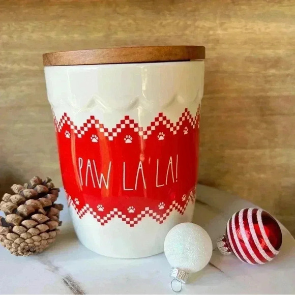 NEW Rae Dunn - PAW LA LA - Canister with Wooden Lid - So Cute! 🐾 - Picture 3 of 9